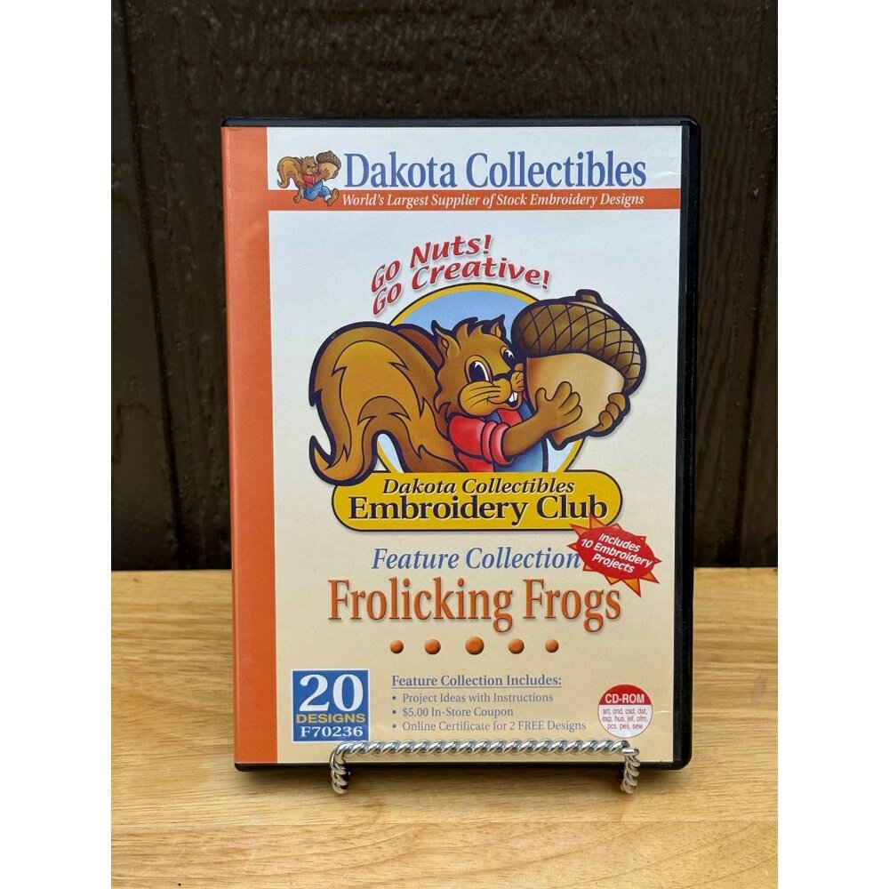 Dakota Collectibles Frolicking Frogs Embroidery CD 4x4 Sewing Field 20 Designs